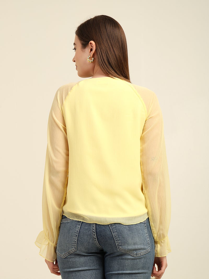 7OUNCE Chiffon Top for Women - Yellow - Image 5